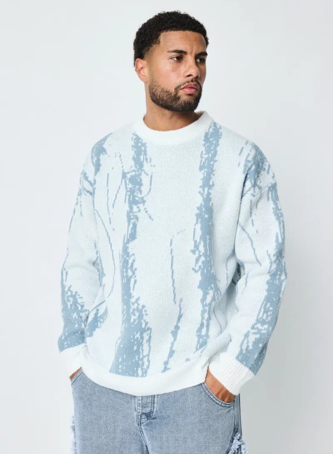 Pull blanc et bleu