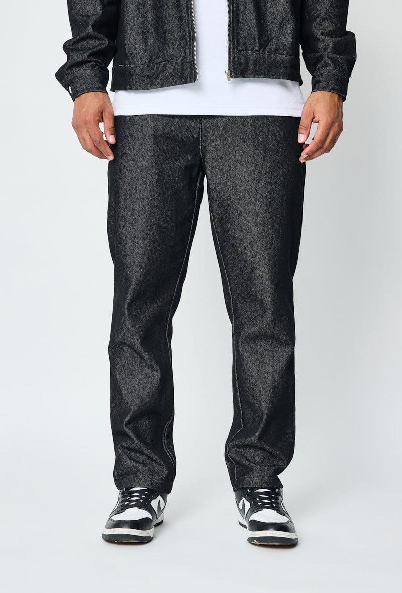 ENSEMBLE NOIR TEXTURÉ – VESTE ZIPPÉE & PANTALON DROIT