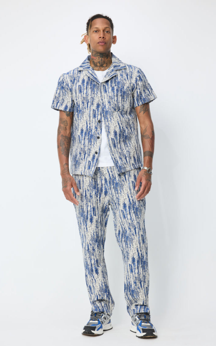 Ensemble Chemise Pantalon bleu et blanc